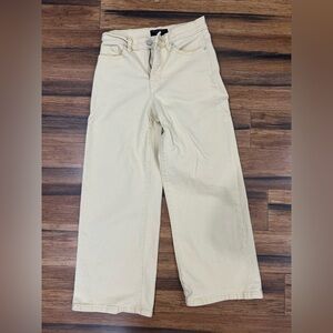 Yellow Wide-Leg Crop Jeans